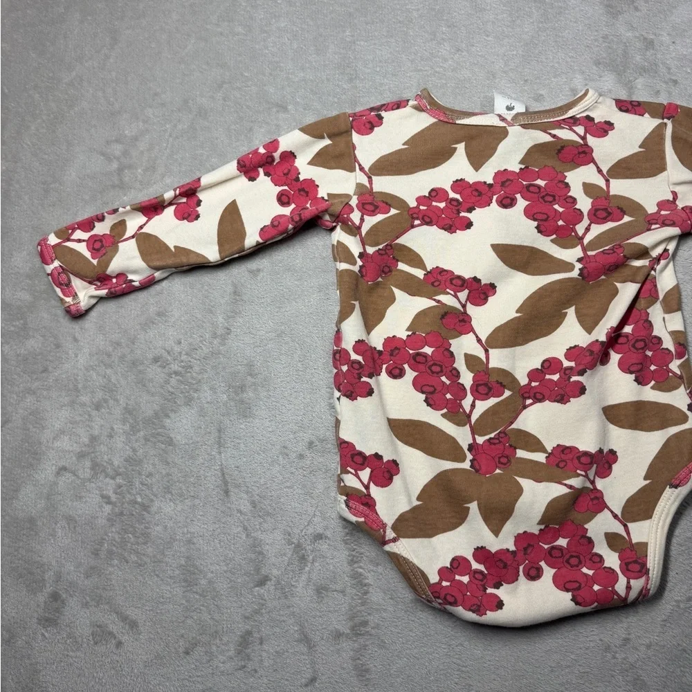 Kate Quinn Cranberry Print 100% Organic Cotton Long Sleeve Bodysuit 18-24 M